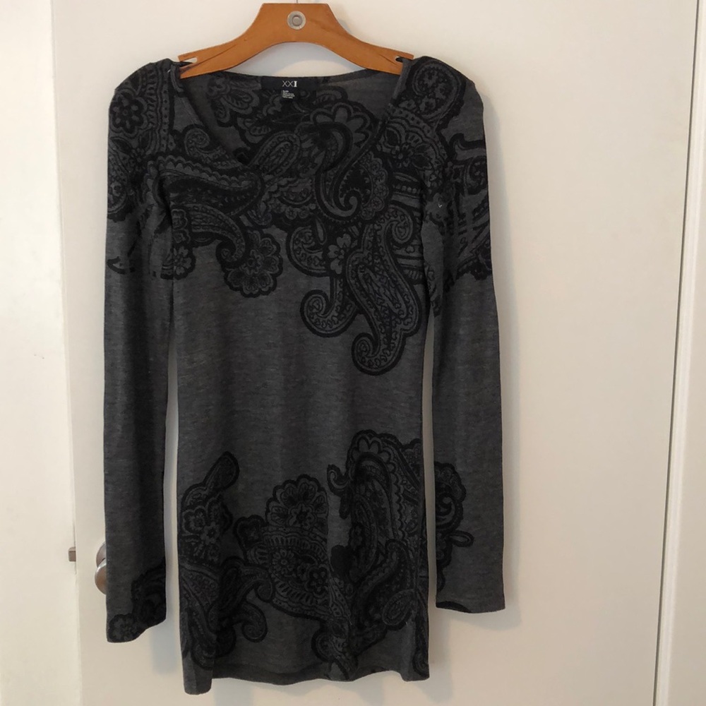 Forever 21 | Dark gray with black print, dress